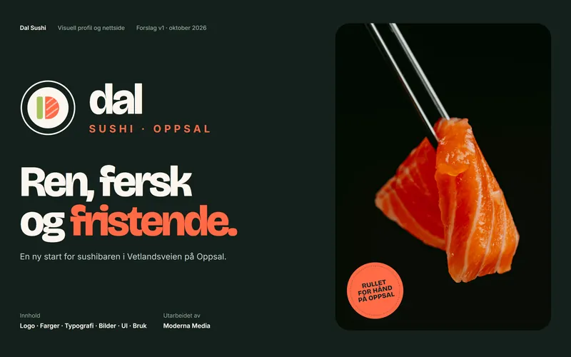 Profilside for retning 1 med logo og laks på mørk bakgrunn