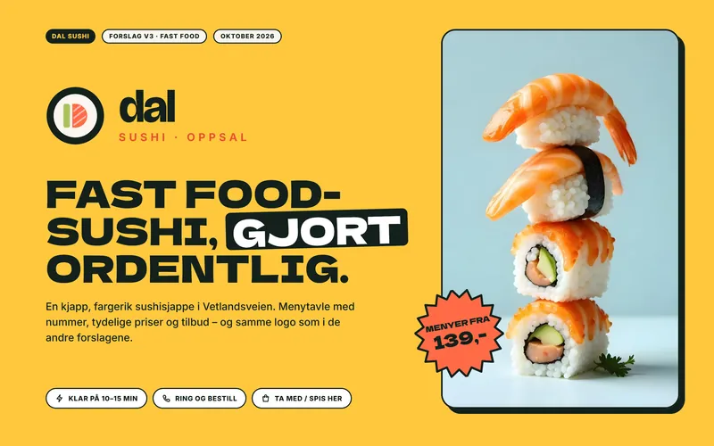 Profilside for retning 3 i gult med tekst i store bokstaver