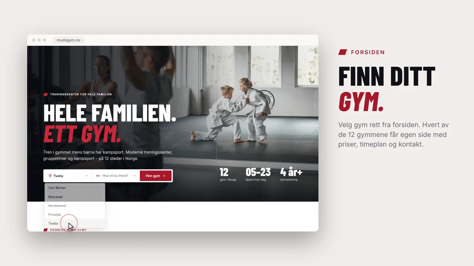 Gymvelgeren på forsiden med Tveita valgt